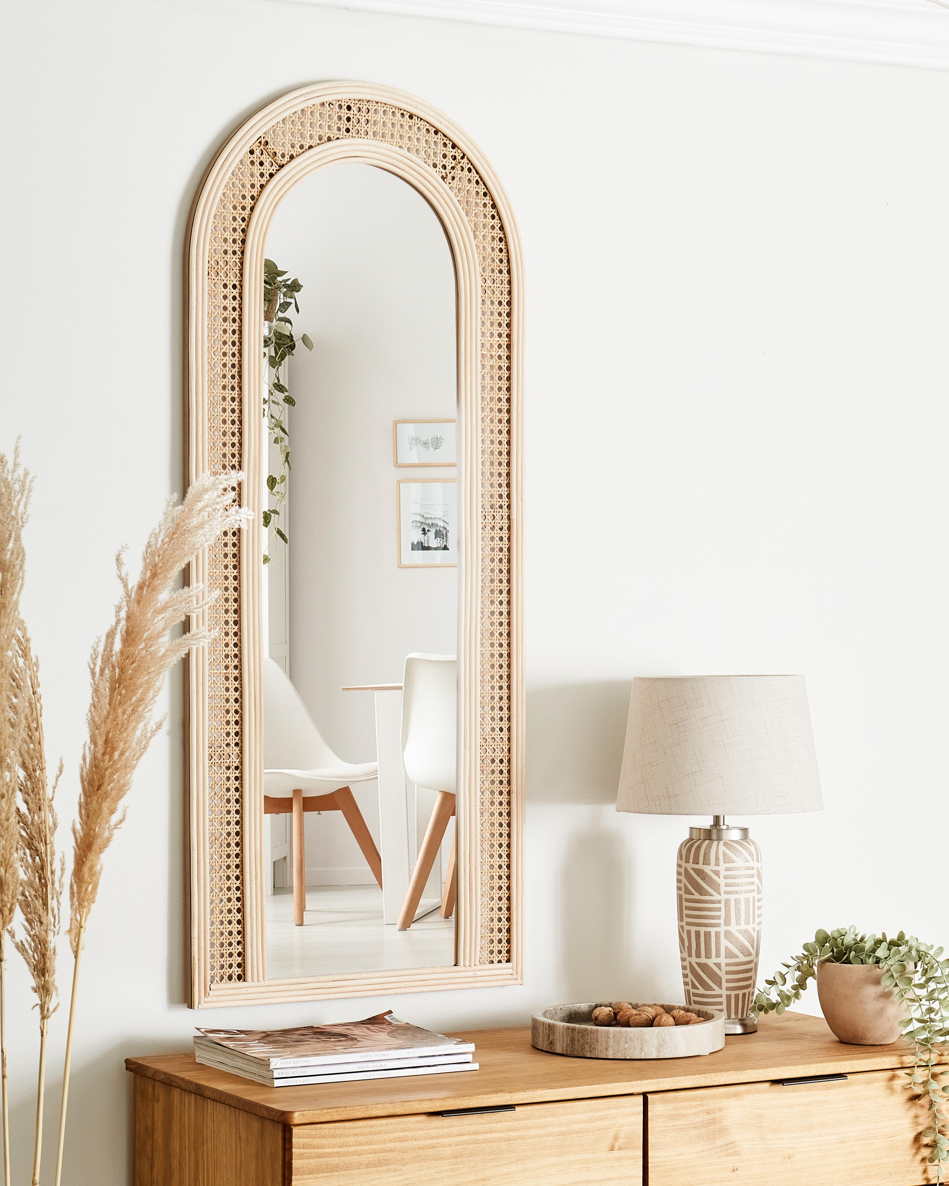 Wall Mirror FRANEY 50 cm 120 cm Rattan Natural
