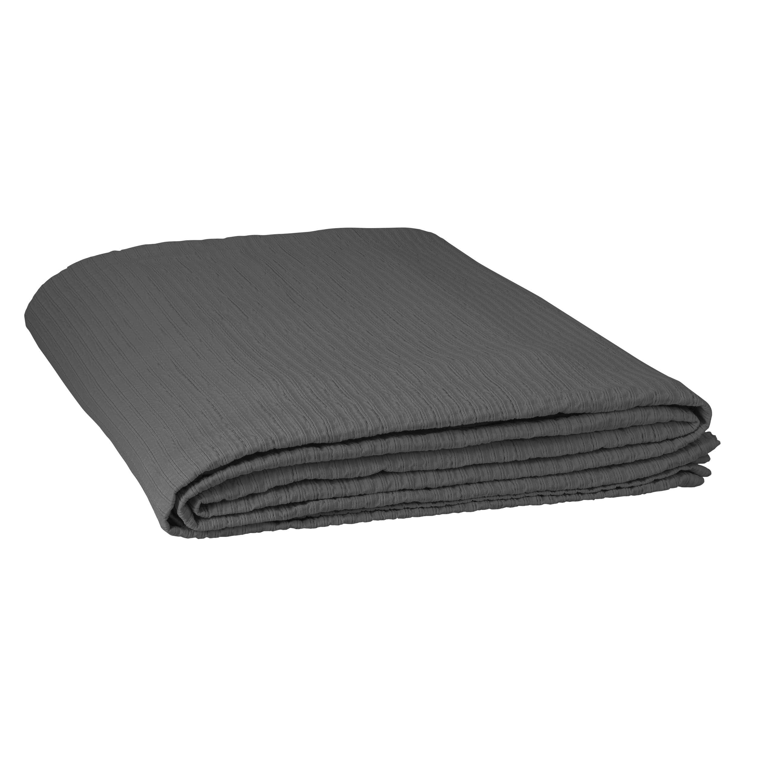 SIMPLEMENT PLISSÉ - Couvre-lit en coton 130x260cm Gris Souris