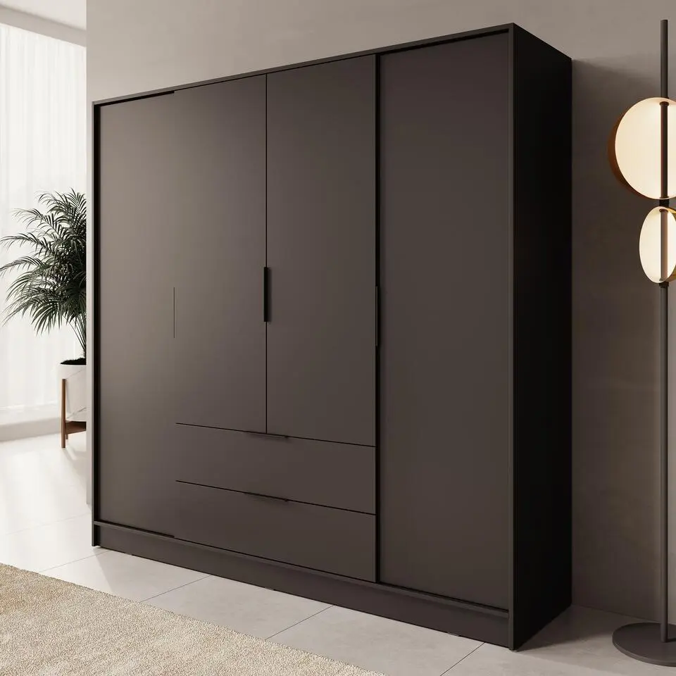 Meubella - Kledingkast Kellan - Zwart - 206 cm