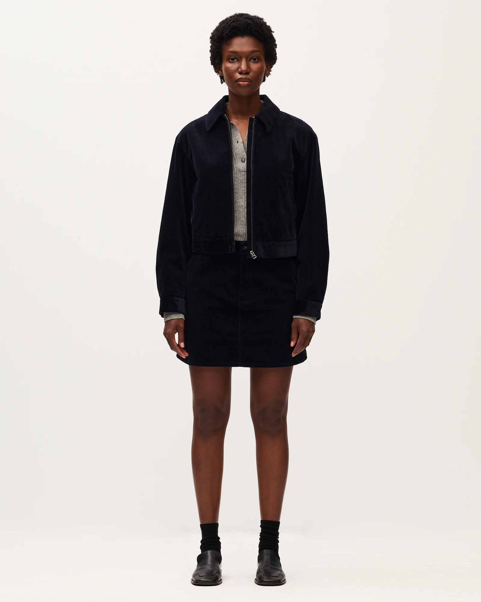 Jupe courte en velours côtelé