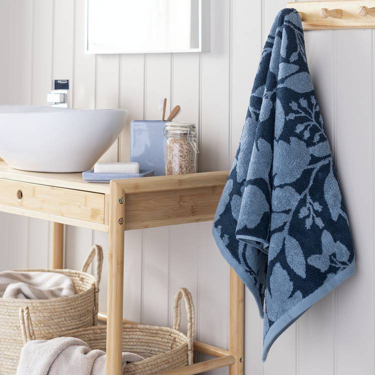 Habitat Foliage Hand Towel - Navy