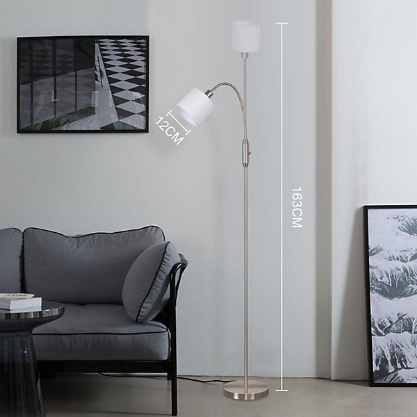 NETTLIFE Lampadaire 1 flamme Salon Liseuse - E14Vintage Rotation Abat-jour Boho Industriel Lampe sur pied Couloir Chambre