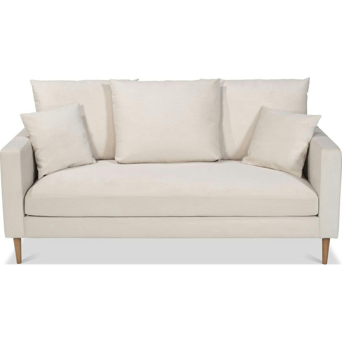 CARLA - Canapé 3 places en velours côtelé beige, MADE IN FRANCE