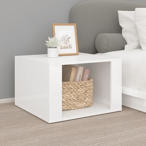 NNEVL Bedside Table High Gloss White 57x55x36 cm Engineered Wood