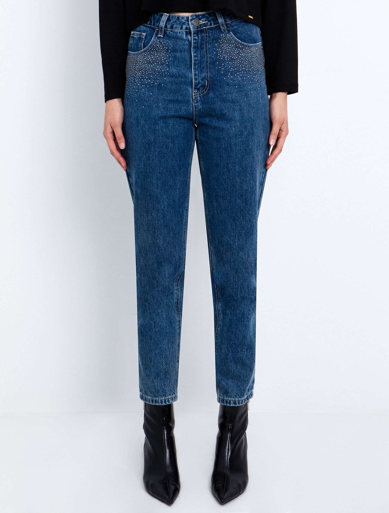 Mom fit jean με τρουκς