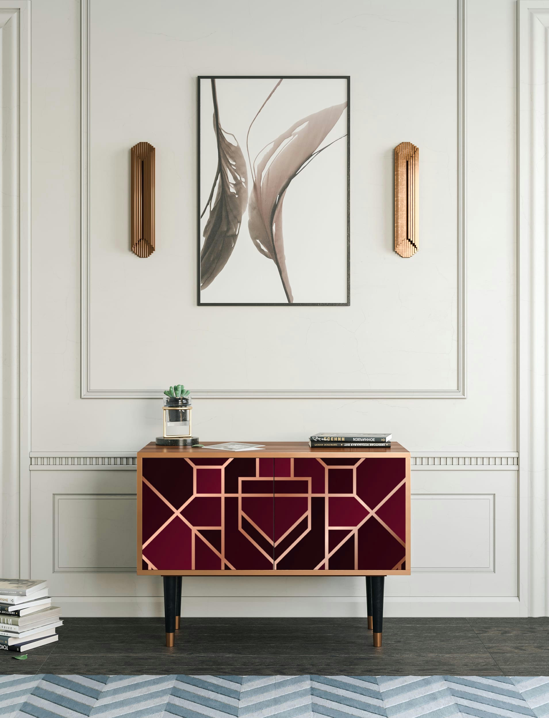 BURGUNDY JEWELERY - Buffet bas  bordeaux 2 portes L 94 cm