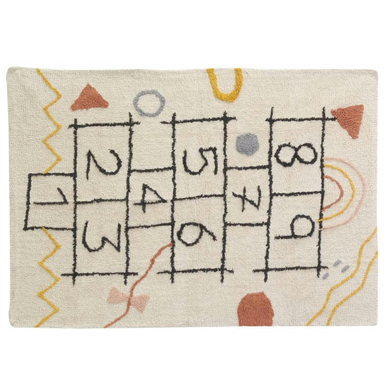 - Tapis marelle en coton tufté multicolore