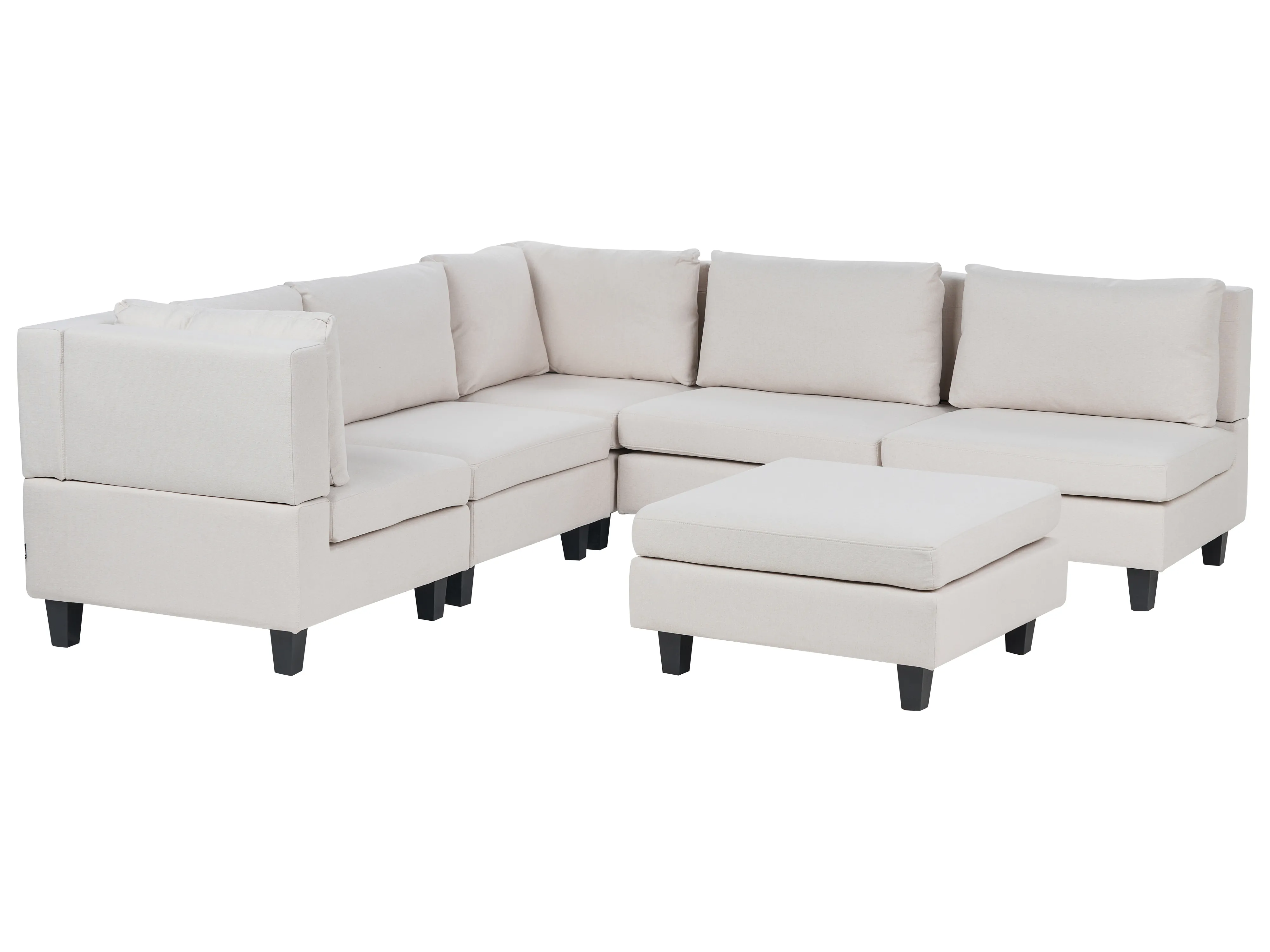 Modular Corner Sofa 5 Seater UNSTAD Fabric Light Beige with Ottoman Right Hand
