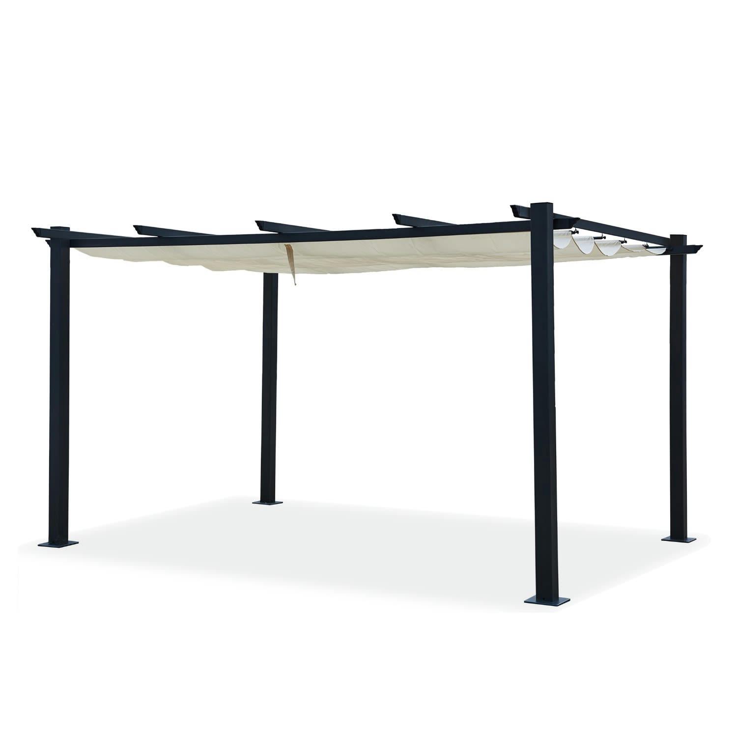 OHIO XL - Tonnelle 3x4m avec toile rétractable en aluminium gris écru