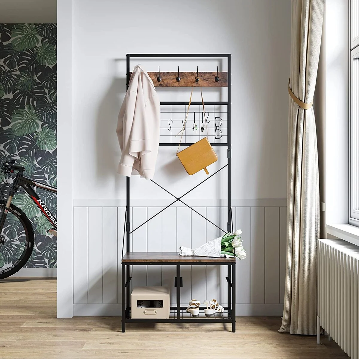 Lakyah Rustic Hall Tree 5-in-1 Coat Rack with Storage Dressers