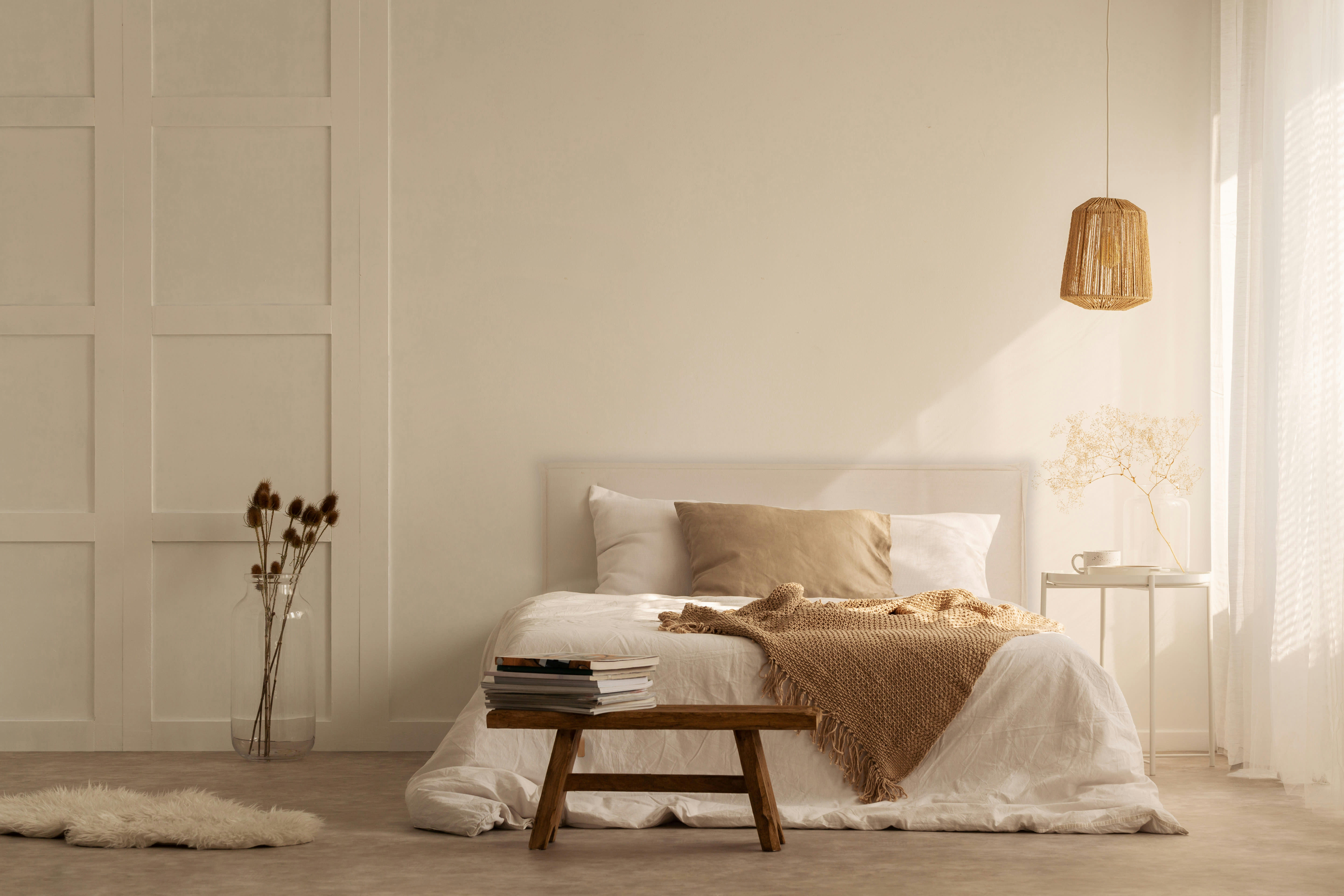 EDMOND - Tête de lit tapissée en tissu 100% lin beige 160x100cm