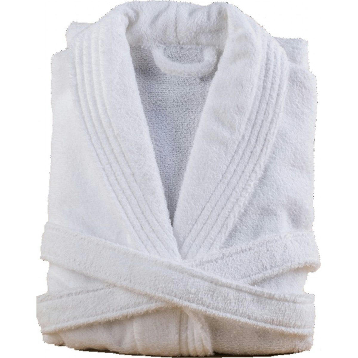 - CONFORT - Peignoir mixte col chale coton blanc M