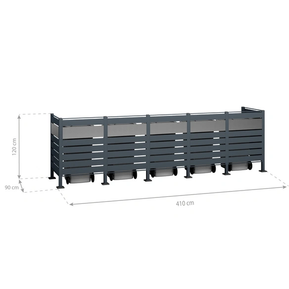 Mülltonnenbox »Planum«, BxHxT: 410 x 120 x 90 cm, für 5 x 240 L Mülltonnen, Stahl