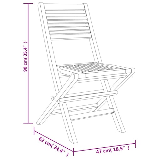 NNEVL Folding Garden Chairs 8 pcs 47x62x90 cm Solid Wood Teak