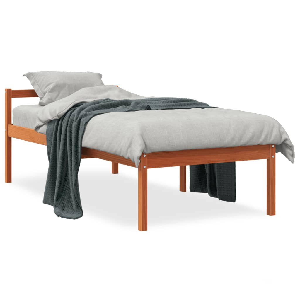 Łóżko dla seniora woskowy brąz 75x190 cm lite drewno sosnowe