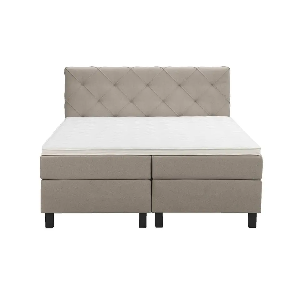 Boxspring Liv geruit - beige - 180x200 cm - vierkante poot
