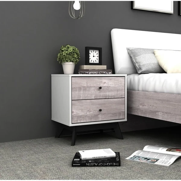 Simple Living Crislana Grey Faux Concrete Nightstand