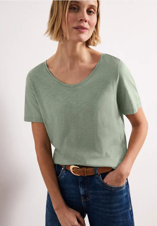 Basic T-Shirt mit V-Neck