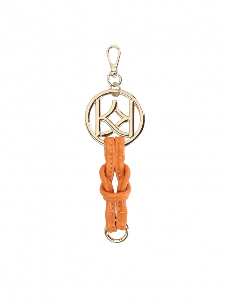 Elegant keychain with orange stripe and a large monogram