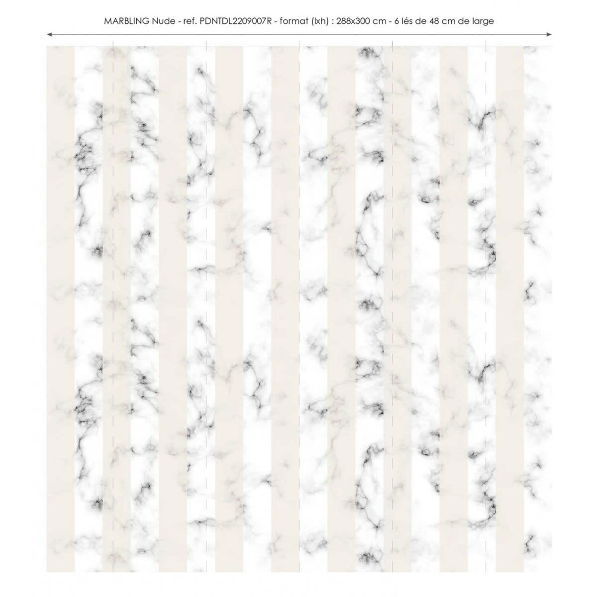 MARBLING - Papier peint panoramique motif imprimé Beige 288x300cm