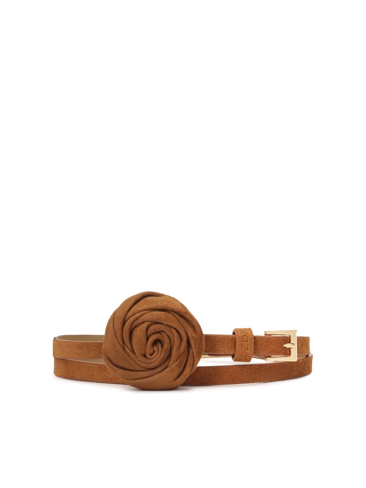 Light brown belt with spatial floral application