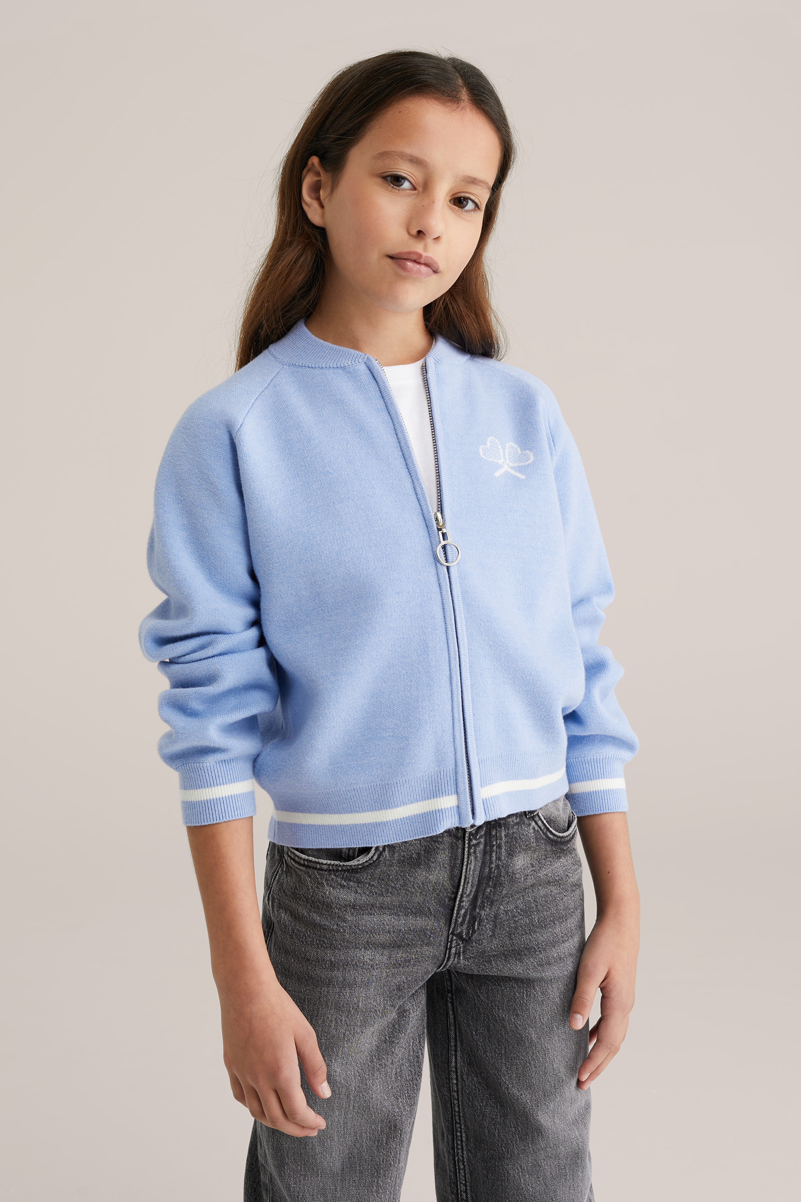 Meisjes gebreid bombervest