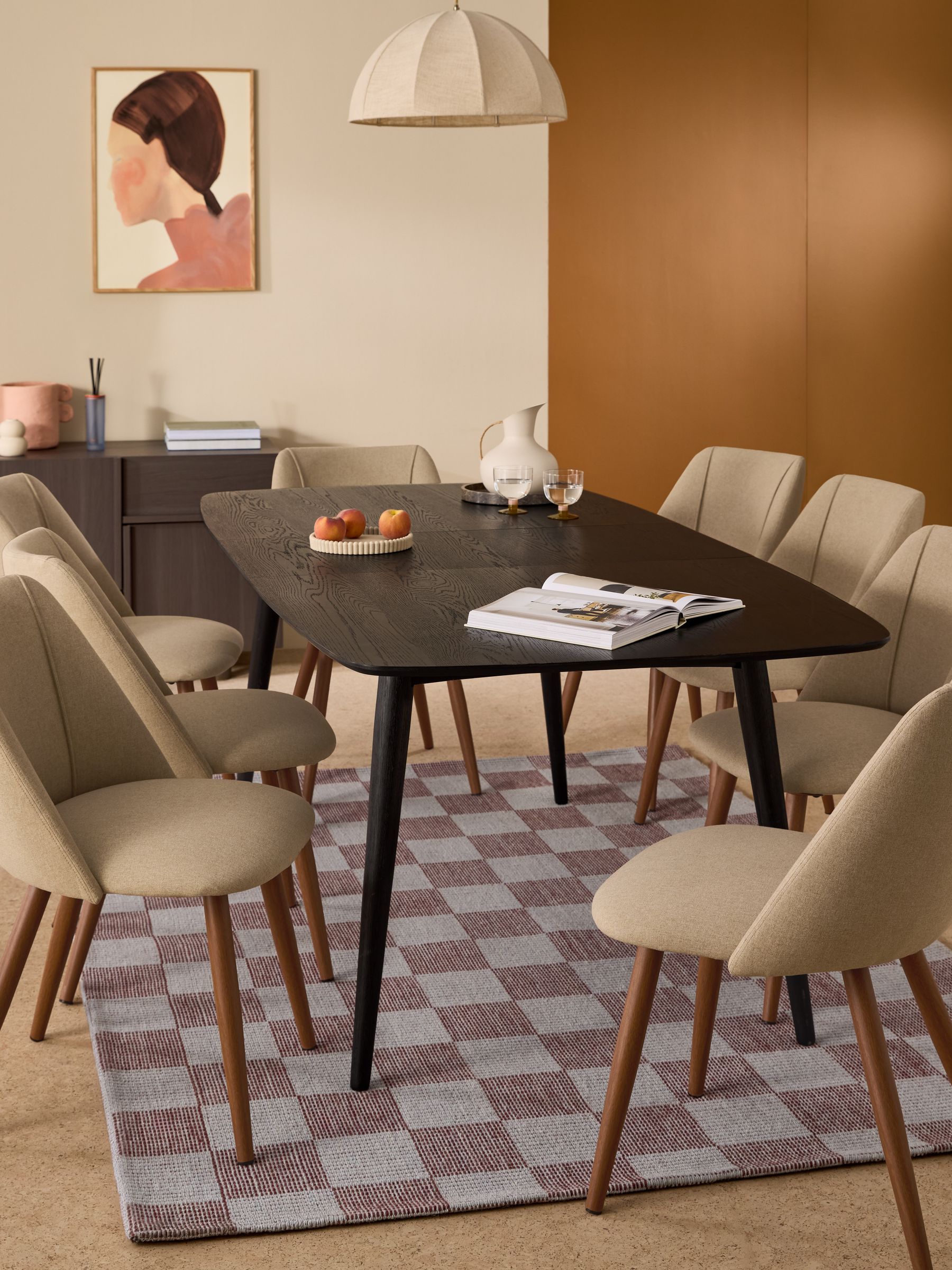 Deauville Rectangular 6 to 8 Seater Extending Dining Table in Black Stain Oak