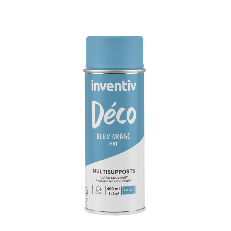 Peinture multisupports Déco bleu orage satin 0,4 L INVENTIV