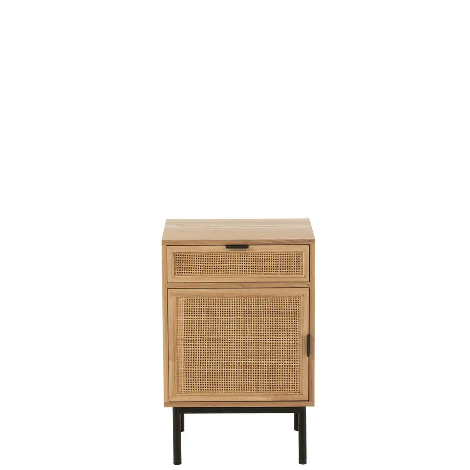 J-Line - Nachtkast Vierkant Mdf/metaal Naturel/zwart - 46x35x70cm