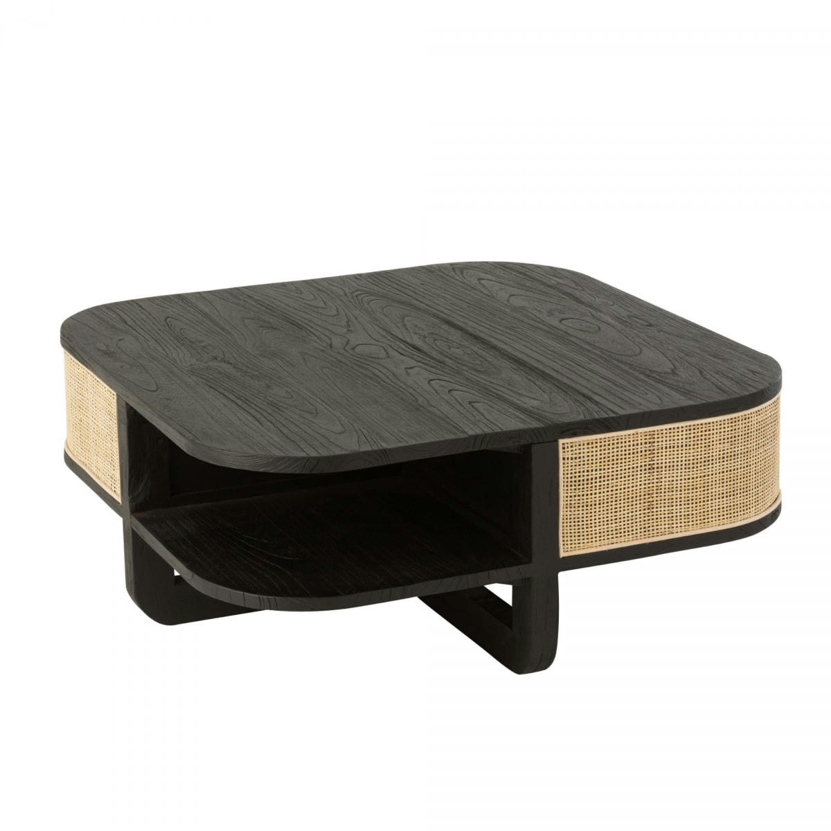 DAISY - Table basse design en cannage et bois noir