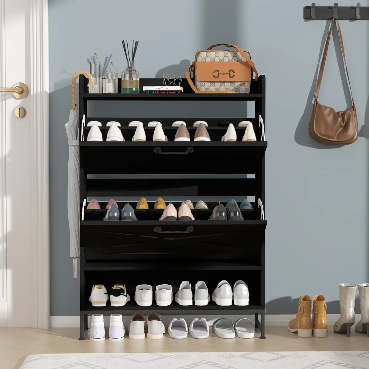 24 Pair Shoe Storage Cabinet