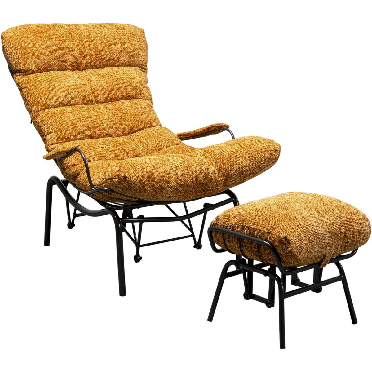Kare Design Fauteuil en Voetensteun Vienna Swing geel