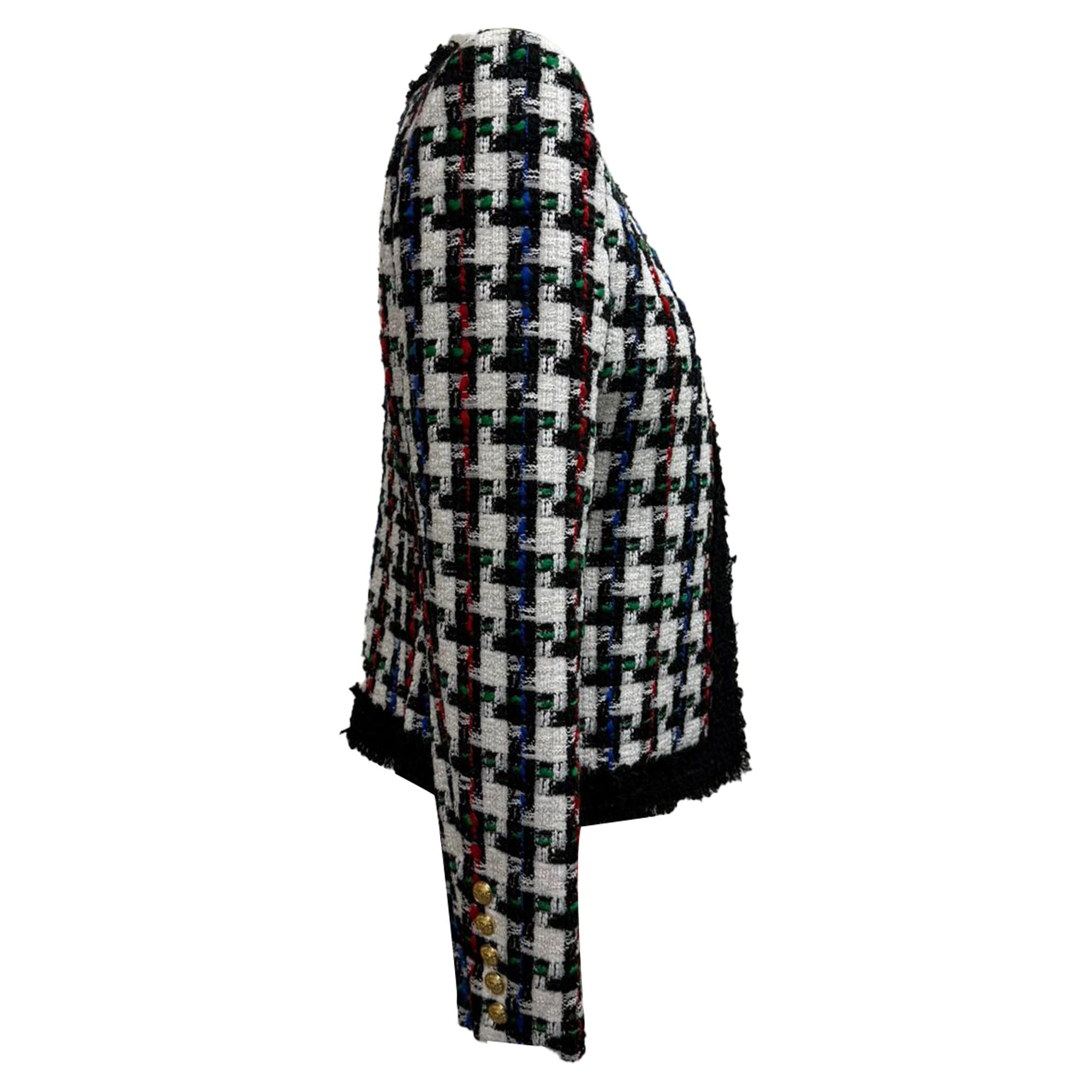 Balmain Preloved Tweed Open Blazer in Multicolor Polyamide