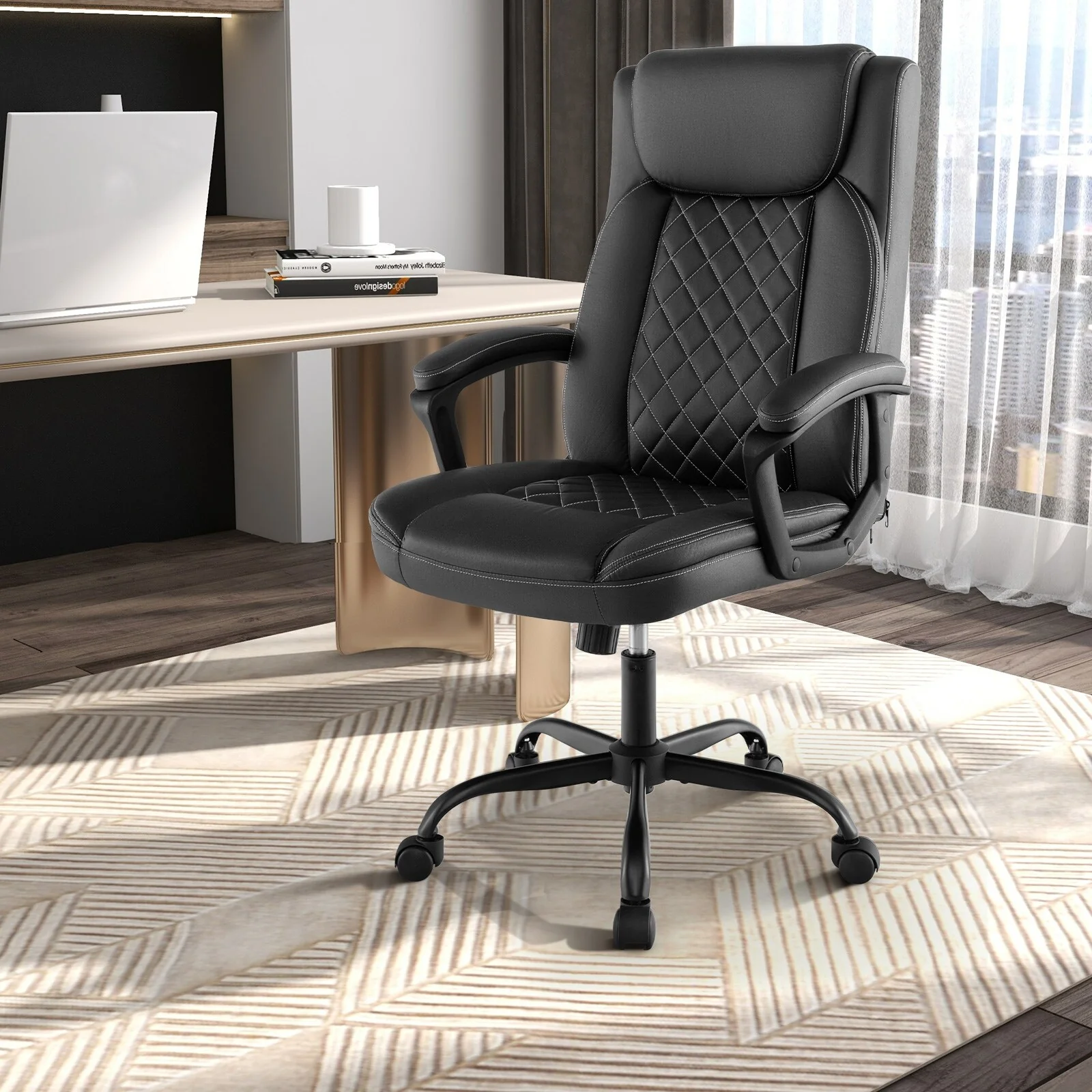 Costway Adjustable Office Desk Chair Ergonomic Executive Chair with - See Details