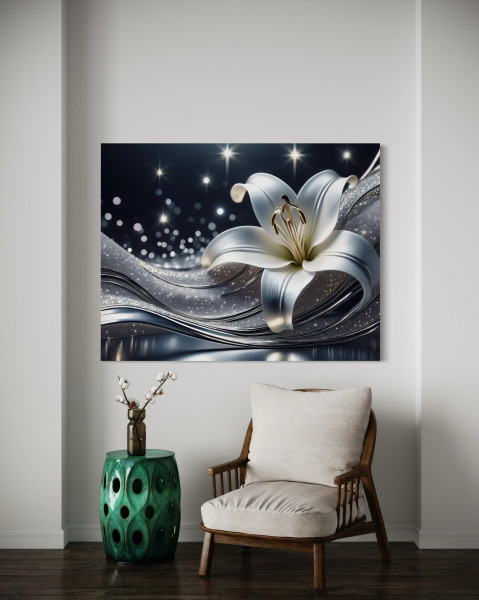 Feeby Obraz na płótnie, Natura Srebrny Kwiat 60x40