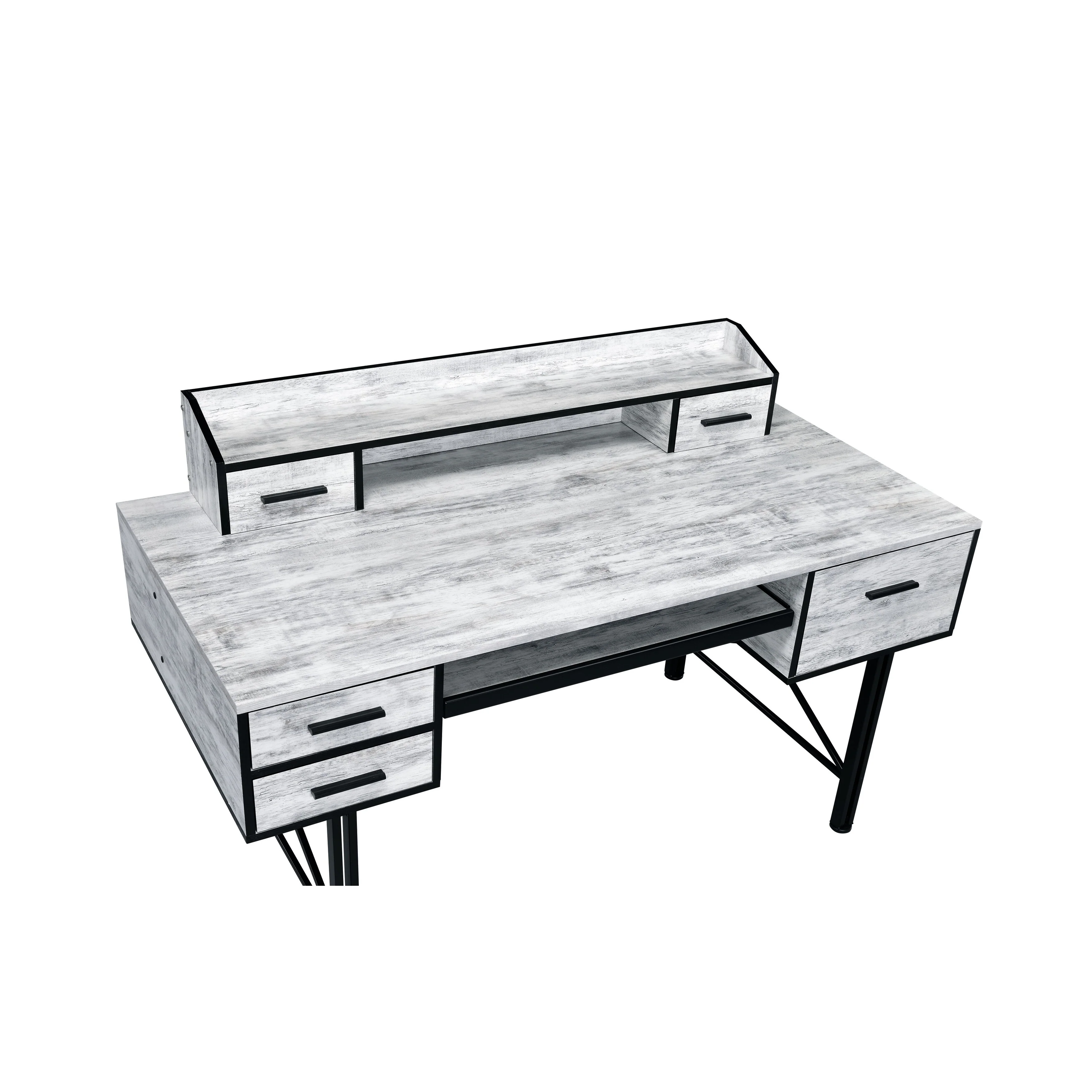 Safea Antique White & Black Finish Computer Desk
