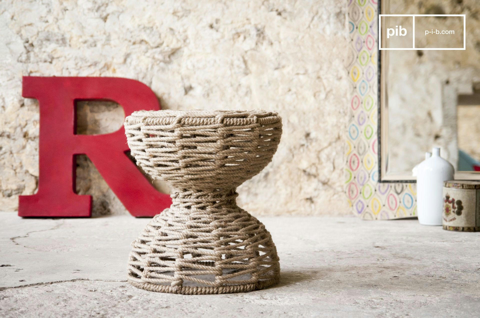 ARPILLERA - Tabouret en jute beige