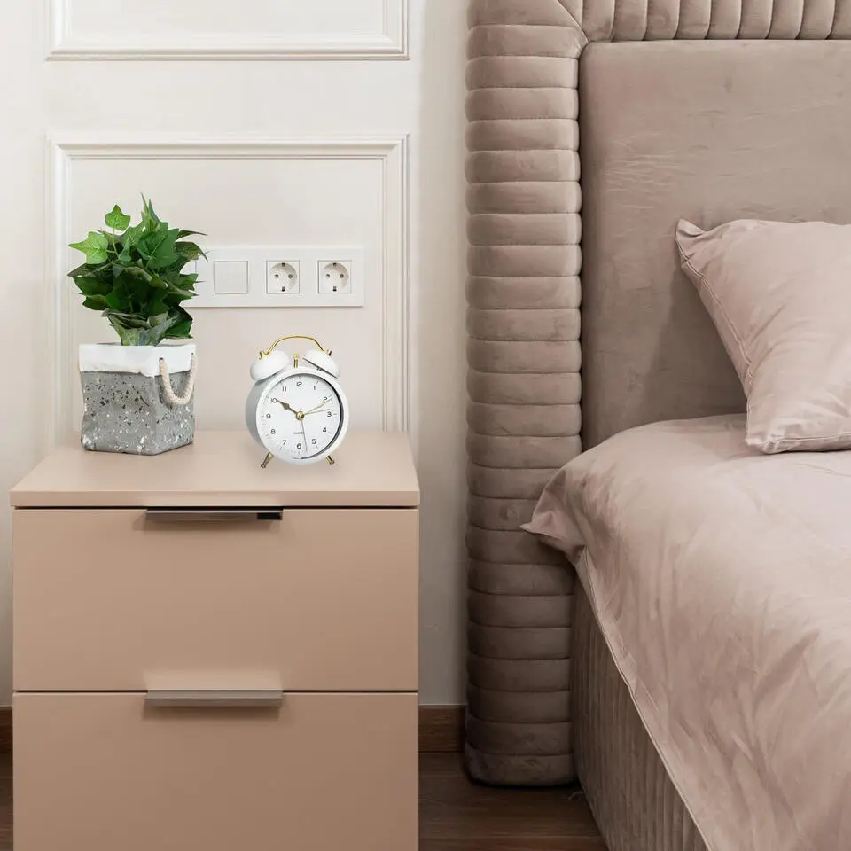 Atmosphera Tafelklok - wit - D10 cm - rond - klassieke wekker