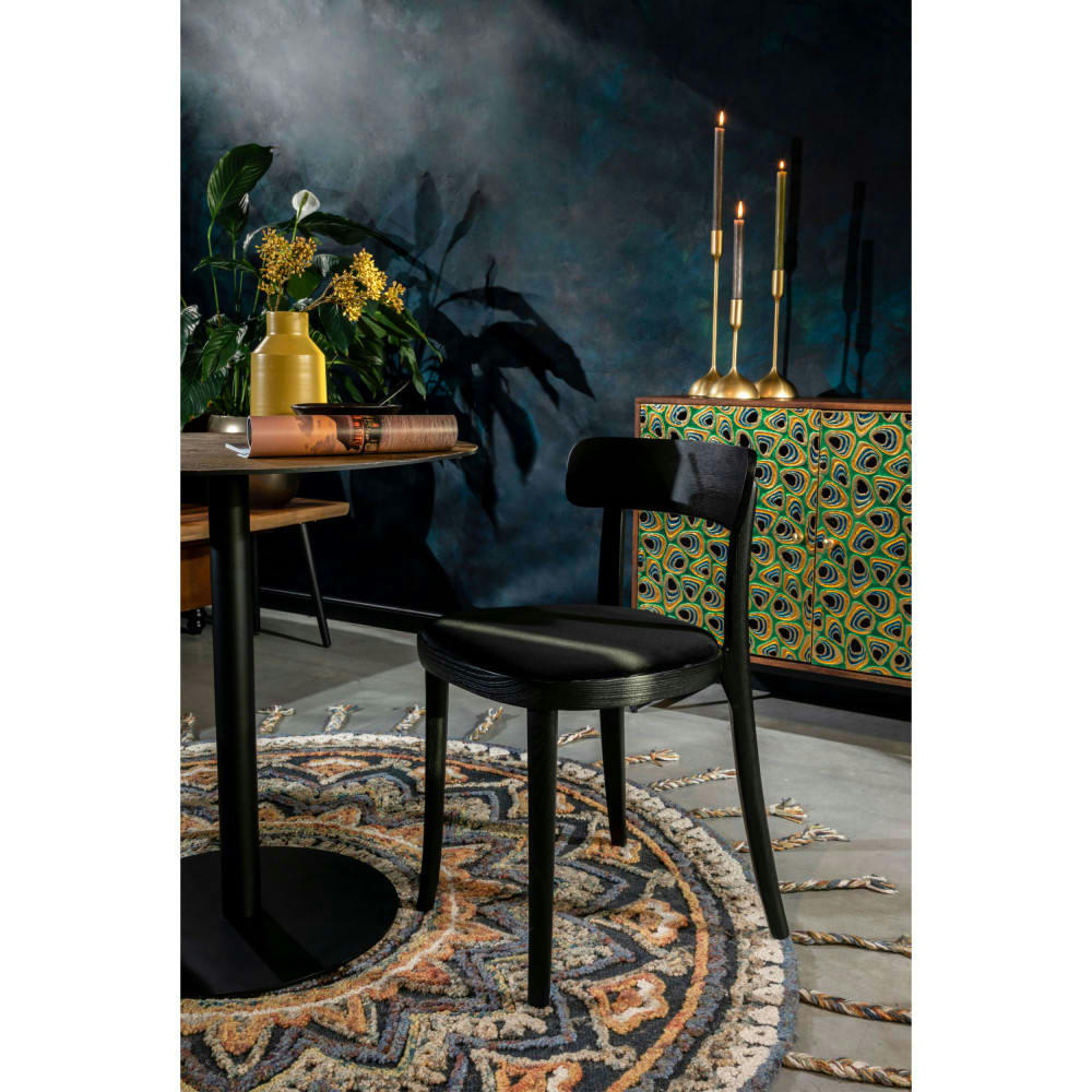 BRANDON - Lot de 2 chaises en velours et bois noir