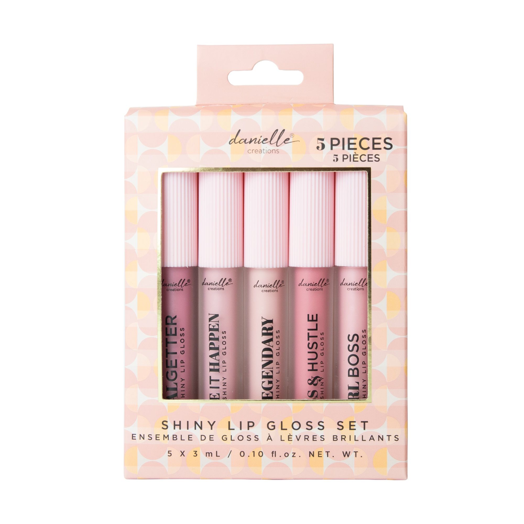 Danielle Creations Shiny Lip Gloss Set Soft Nude Light Pink Dazzle Shades 5pcs