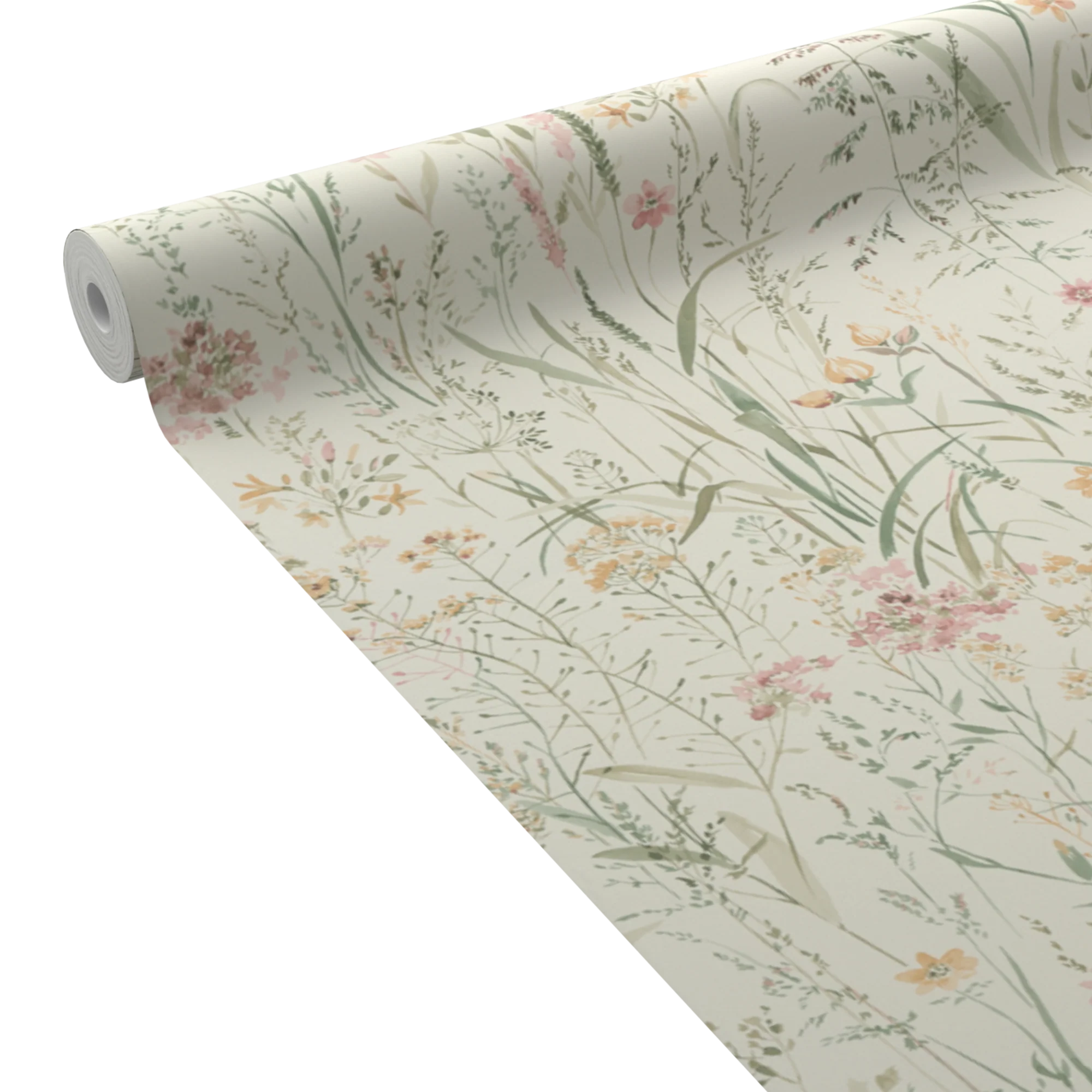 Papier peint intissé ALICIA vert grisé et jaune d'or