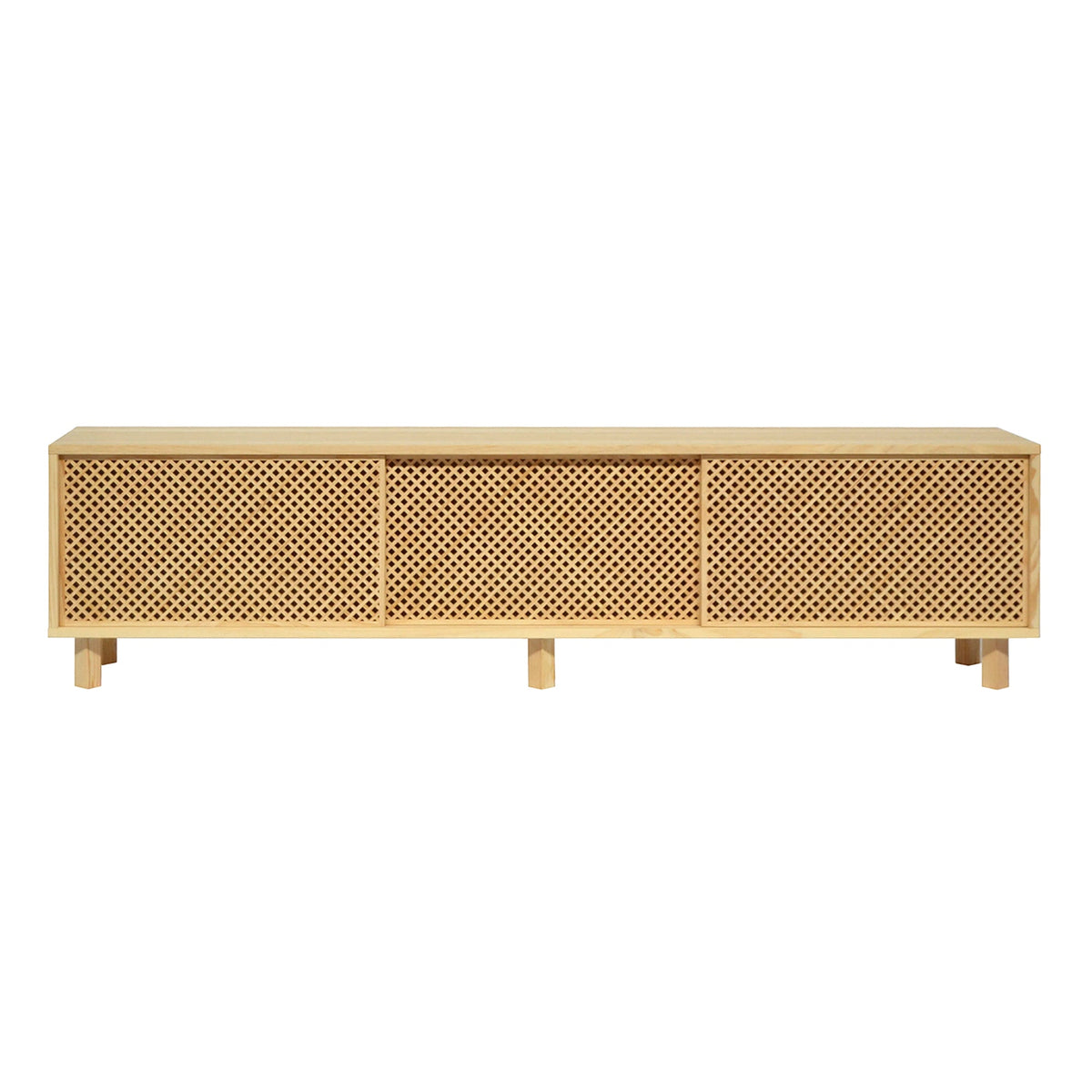 Naan Furniture TV meubel Menorca - Natuurlijk ongelakt massief grenen - 3 deuren - 180 cm