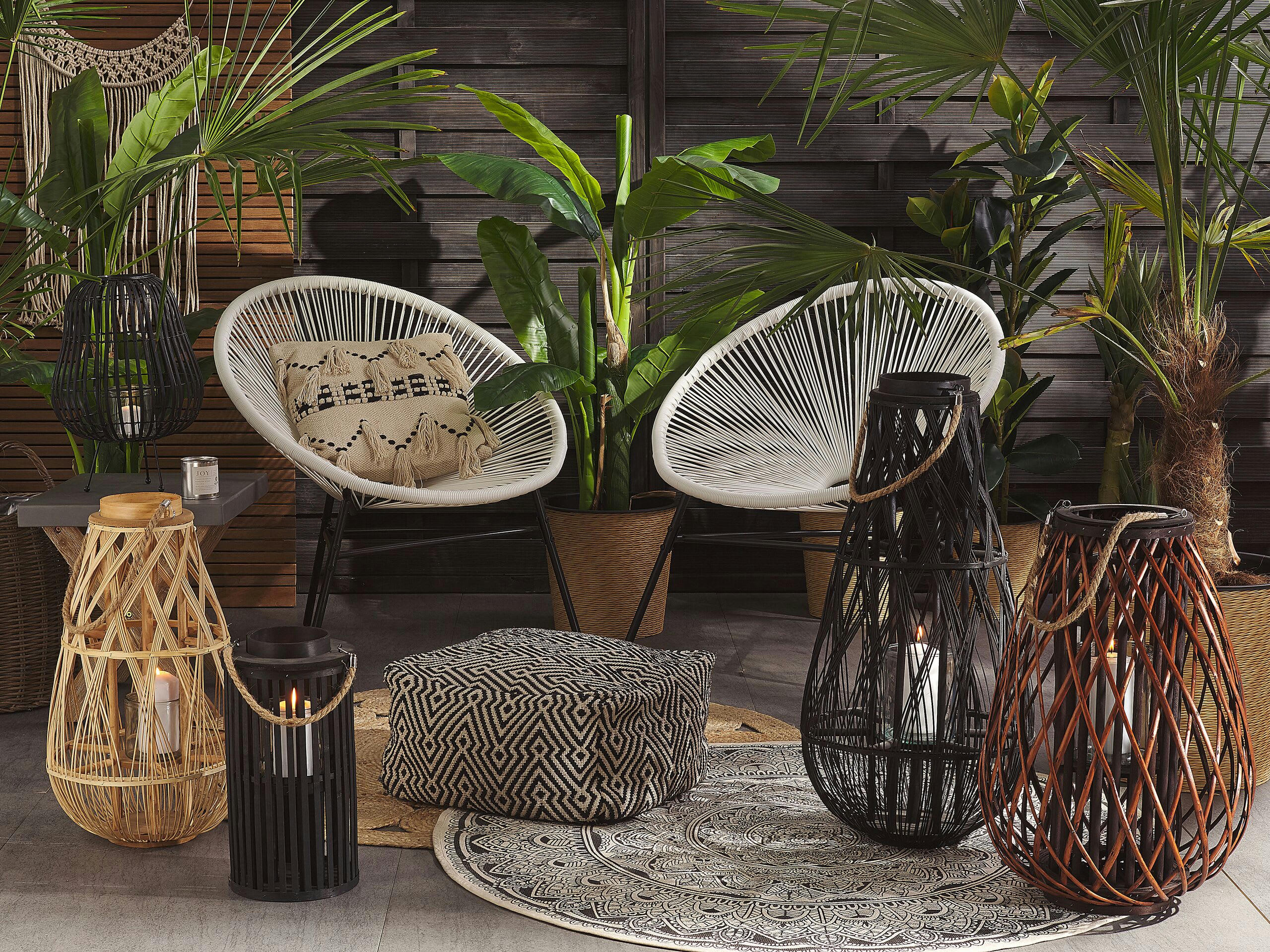 LUZON - Lanterne décorative noire en bois de saule 40 cm