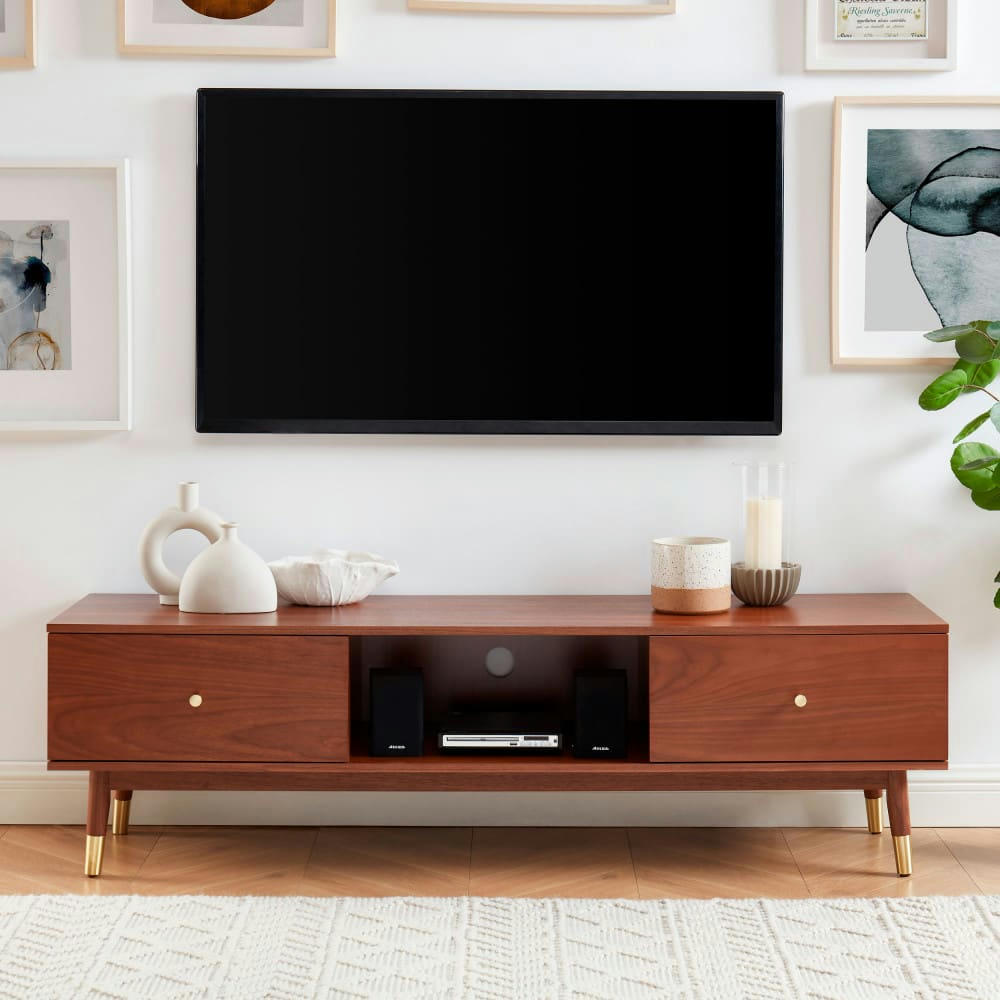 GRUDE - Meuble TV vintage en bois foncé