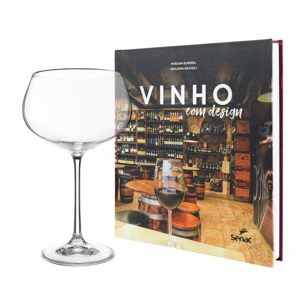 KIT LIVRO VINHO COM DESIGN   TAÇA