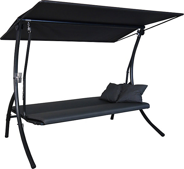 balancelle Motion Zip - balancelle de jardin pour s'asseoir, s'allonger et se détendre, avec fonction lit, anthracite
