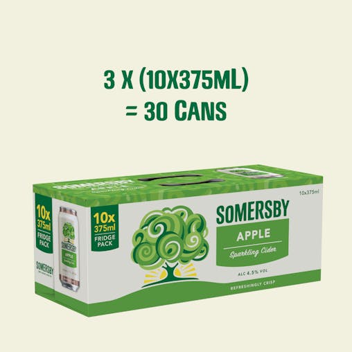Somersby Apple Cider, Easy Drinking Sparkling Apple Cider, 4.5% ABV, 375mL (Case of 30 Cans)