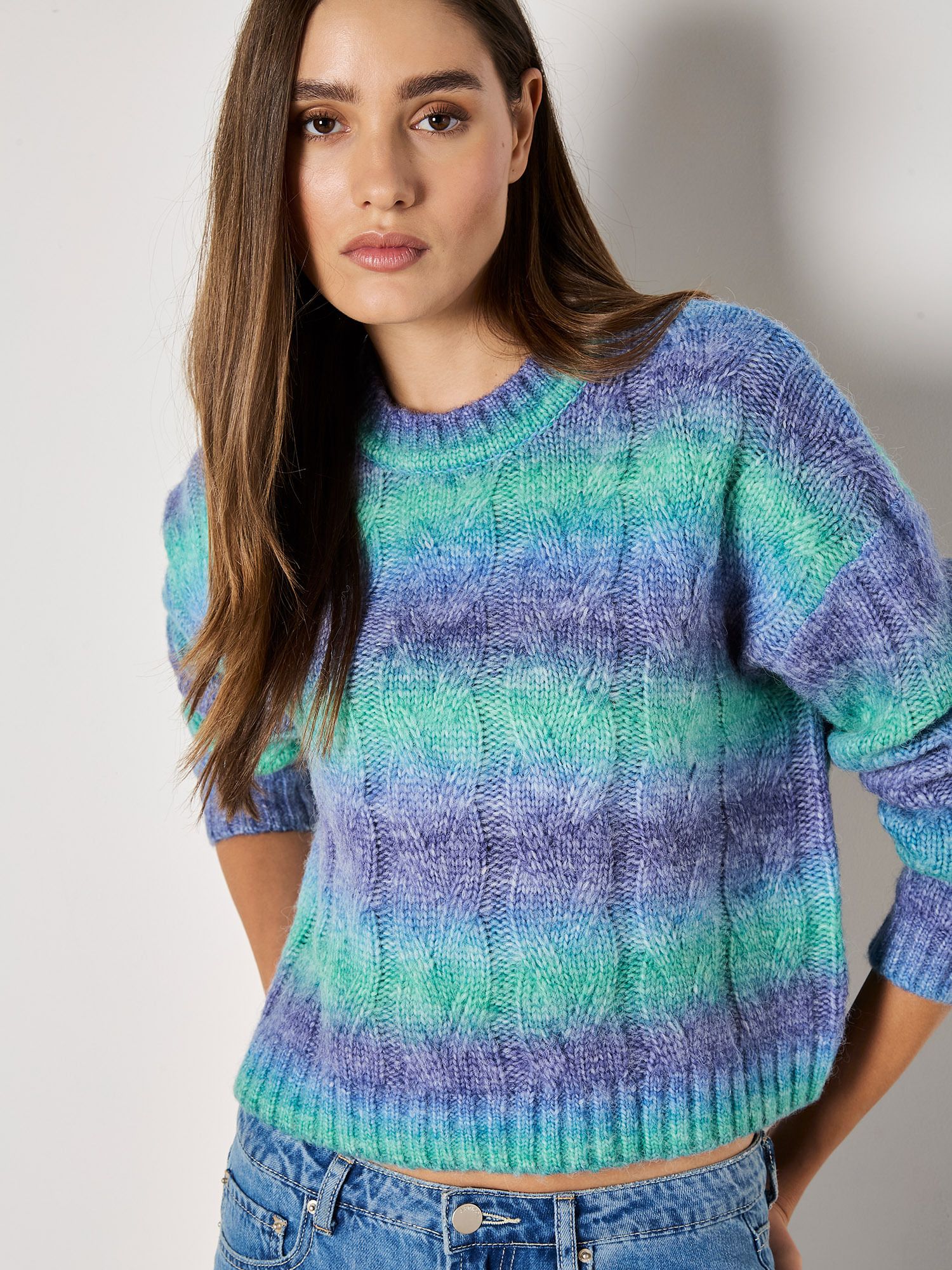 Apricot Boxy Space Dye Cable Jumper