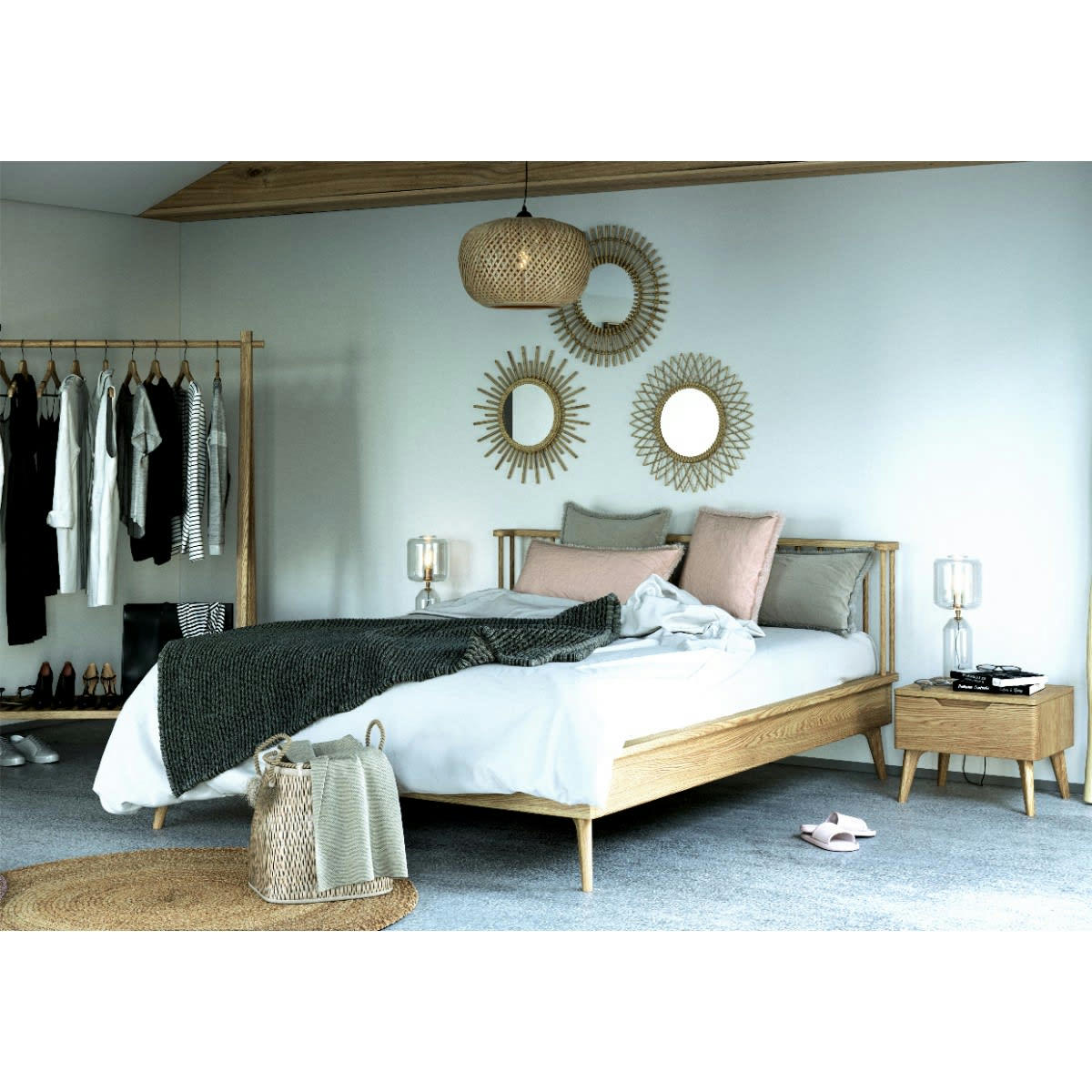 ENES - Housse de coussin en coton taupe 45 x 45 cm