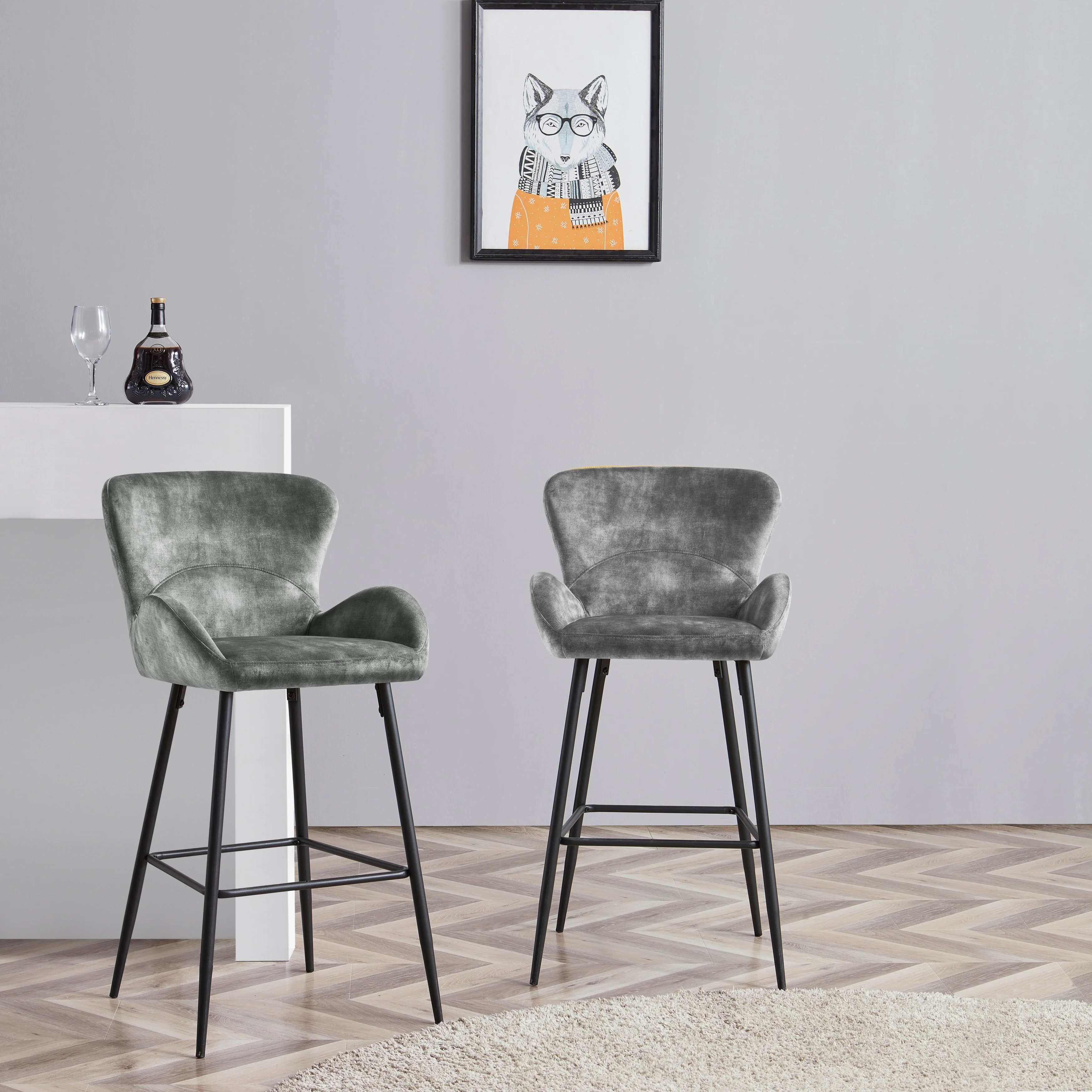 Corvus Lomax Modern Upholstered Bar Stools (Set of 2)